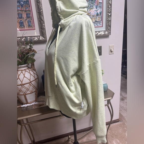 CALIA SPLIT-NECK OVERSIZED LIGHT GREEN DROP SHOULDER SLOUCHY HOODIE SZ M - Picture 4 of 8
